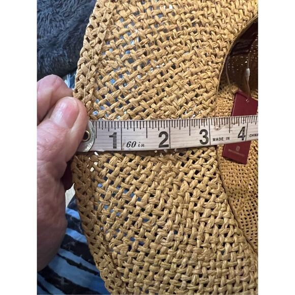 NWT $125 Bruno Magli Logo Open Weave Ribbon Band Paper Fedora Sun Hat unisex - Picture 7 of 15